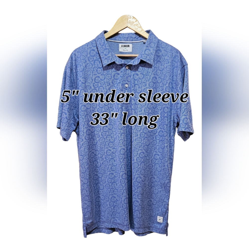 LinkSoul Delray Polo. Mens shirt, XL, teal-blue
